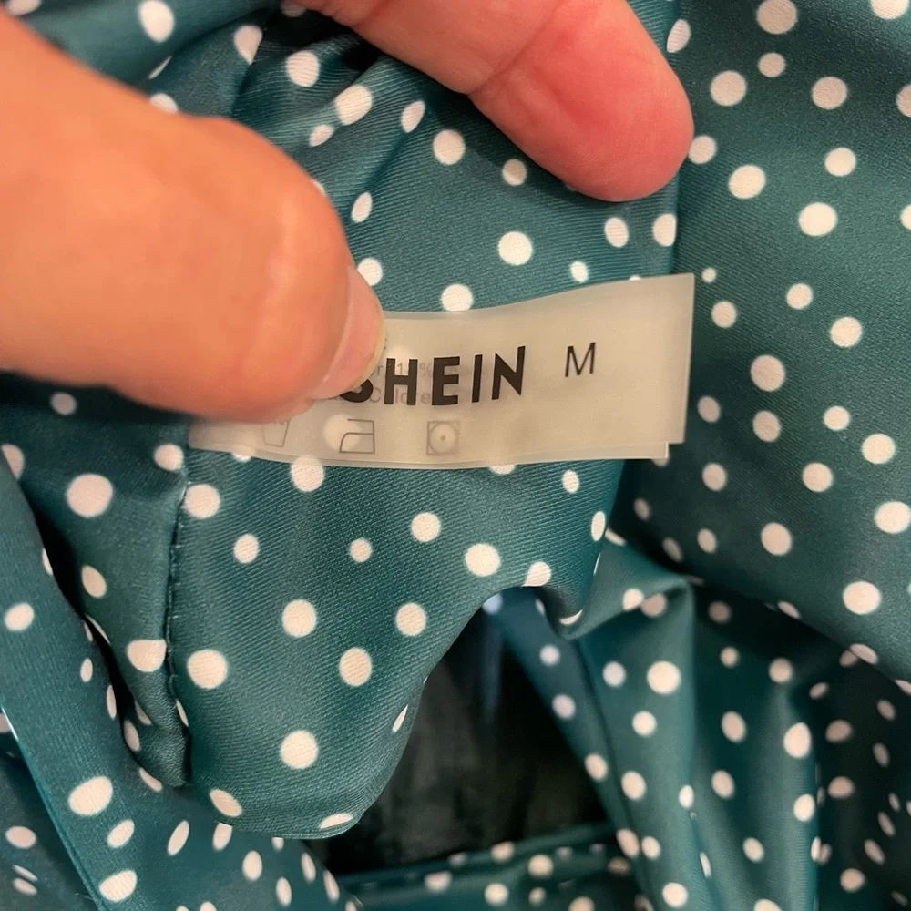 NWOT shein dark green polka dot lined 2 piece swimsuit ladies bathing suit sz M - Picture 6 of 6